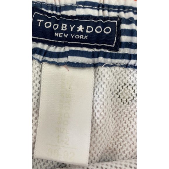 Tooby Doo boys Striped Swim Shorts Size 1-2  orange white, blue, lined beach $44 - Picture 5 of 7